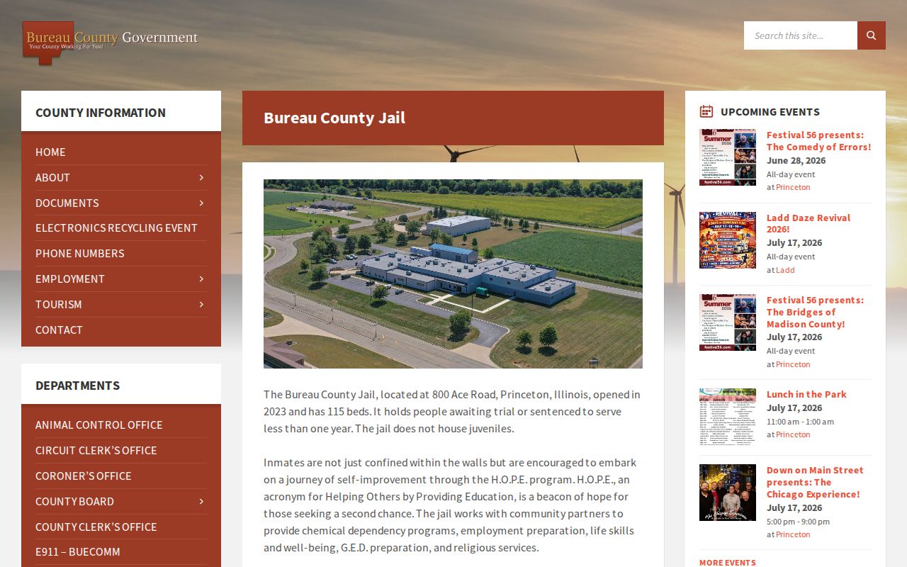 Bureau County arrest records at Ace Road jail