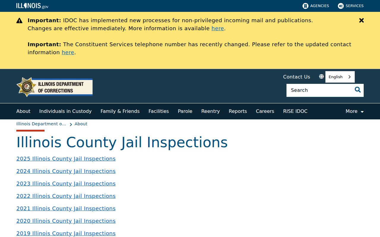 Bureau County arrest booking jail inspection archive