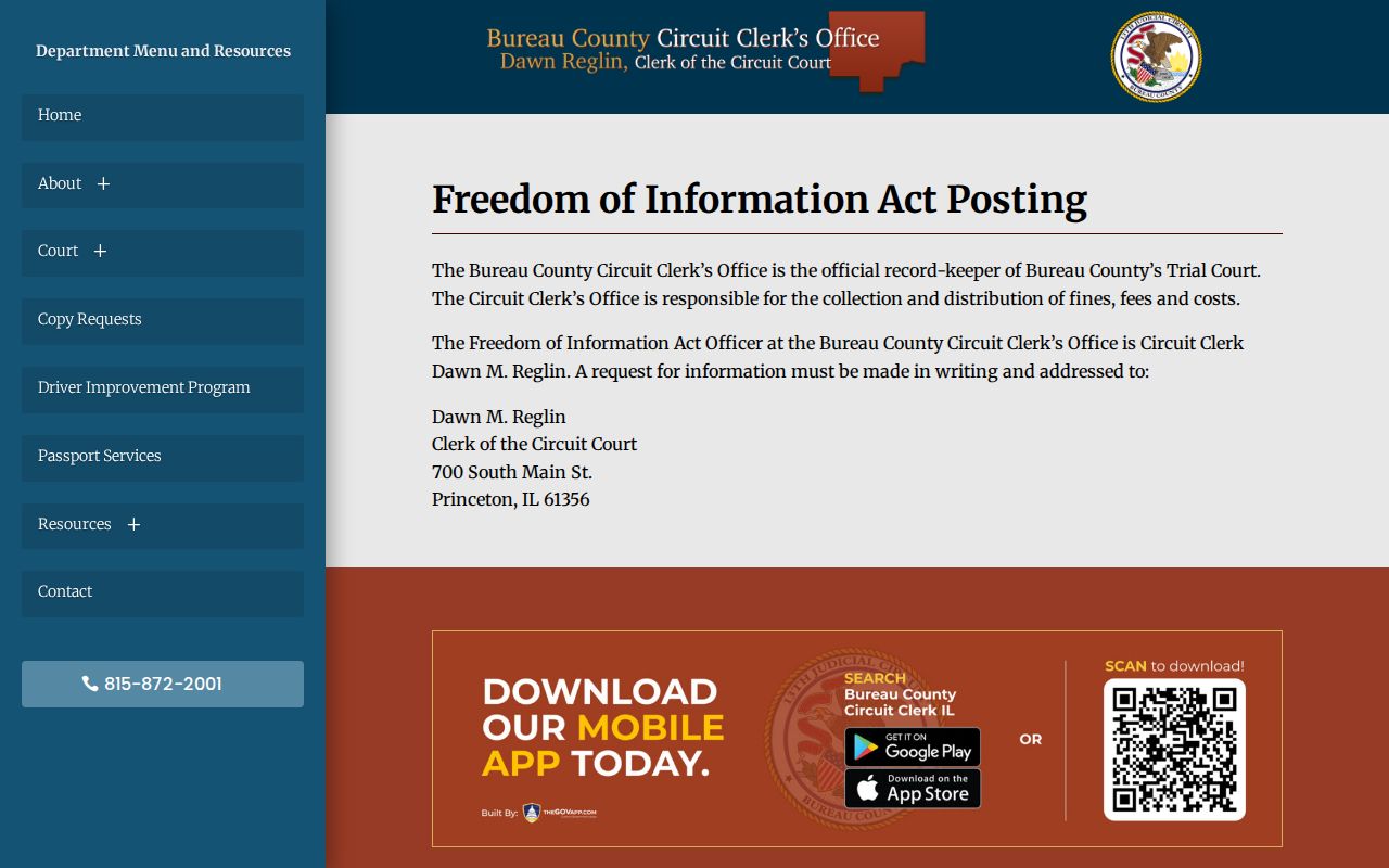 Bureau County criminal court case public records information
