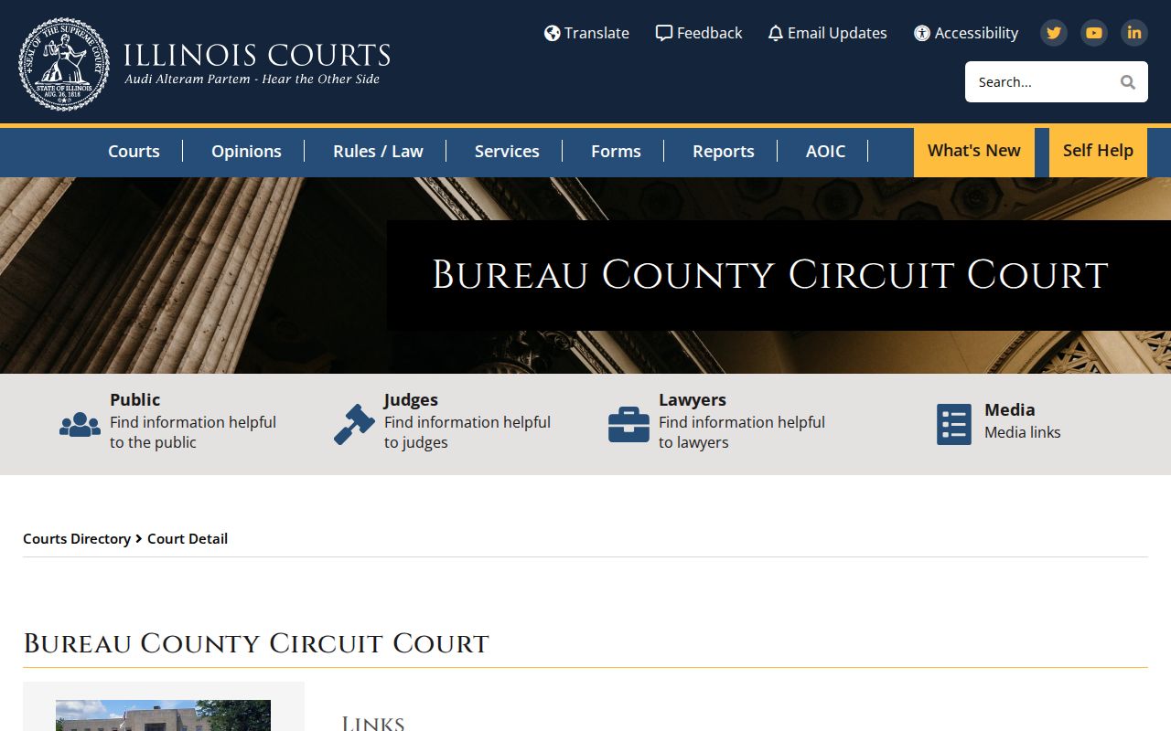 Princeton criminal court record destination at Bureau County Courthouse