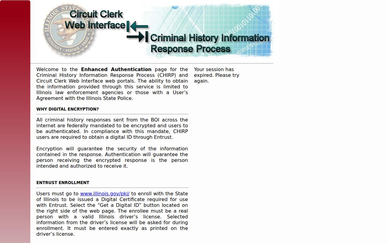 Bureau County criminal records CHIRP Digital ID login