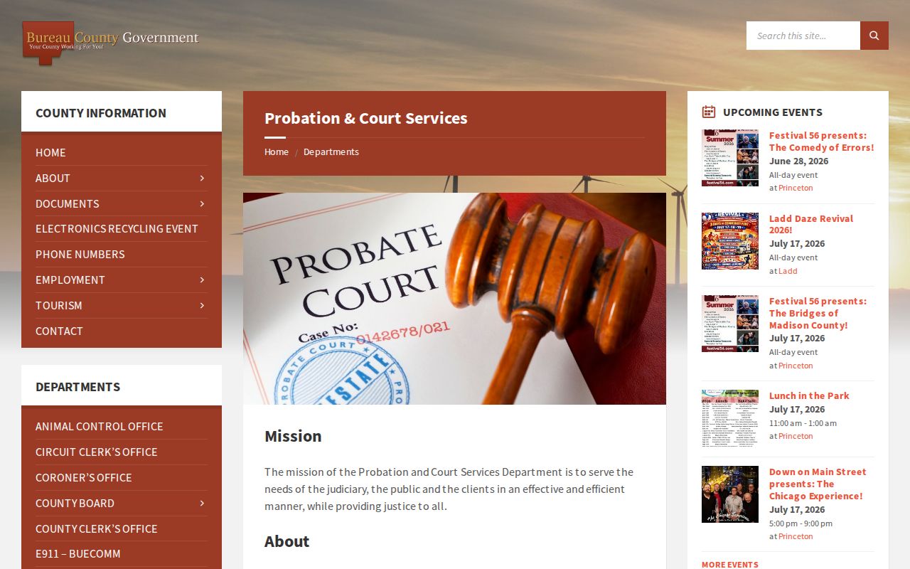 Bureau County criminal records probation office